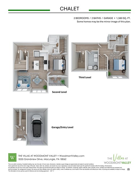 Floor plan for 2 beds, 2 baths, 1580 sqft
